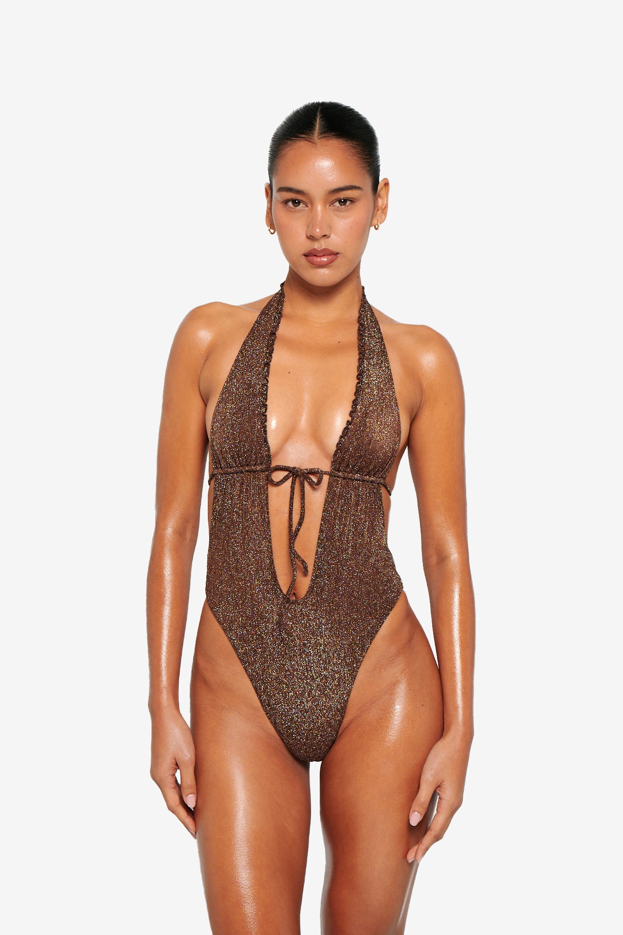 Solara Swimsuit - Brown Glitter