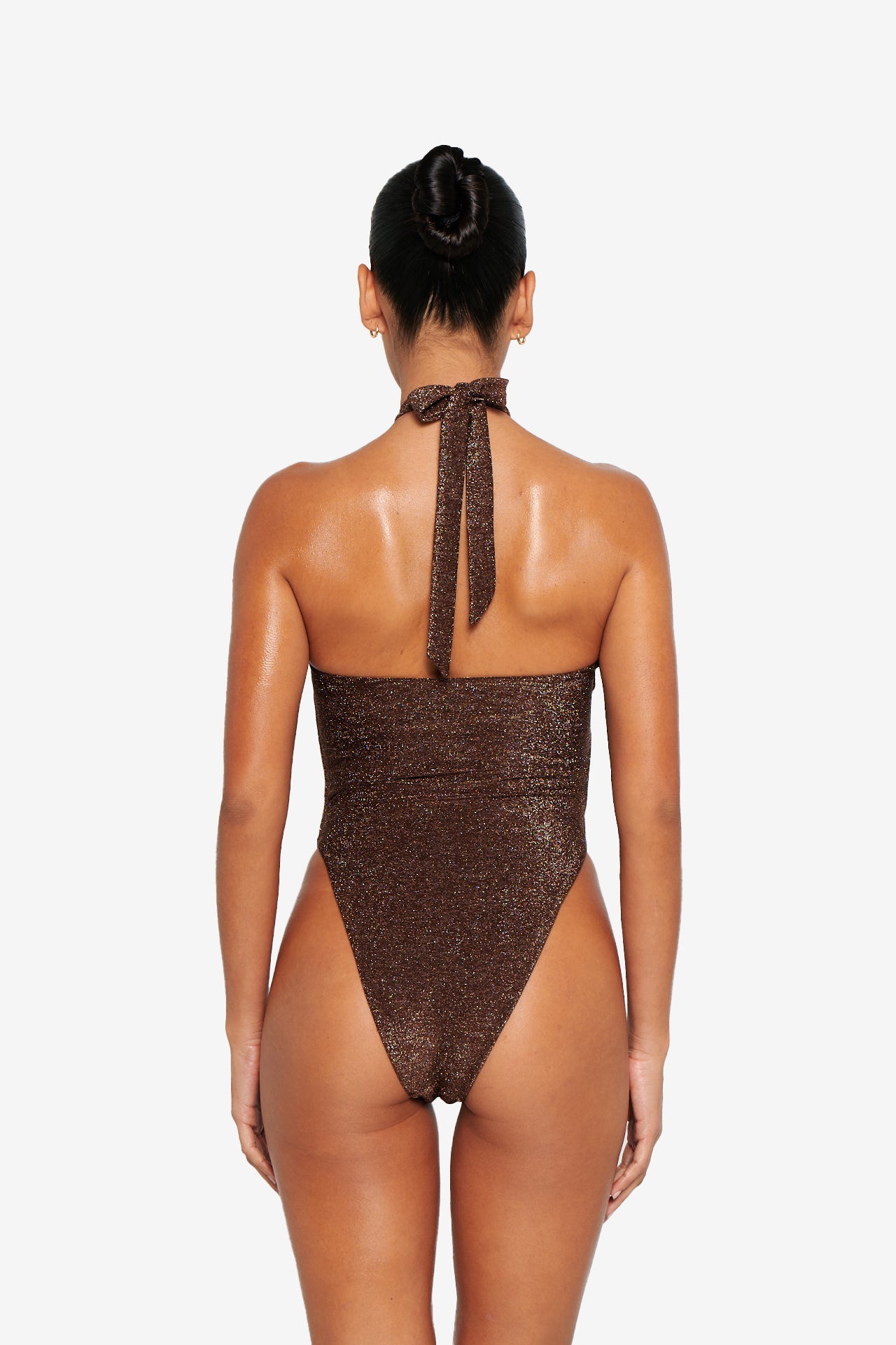 Delphi Swimsuit - Brown Glitter
