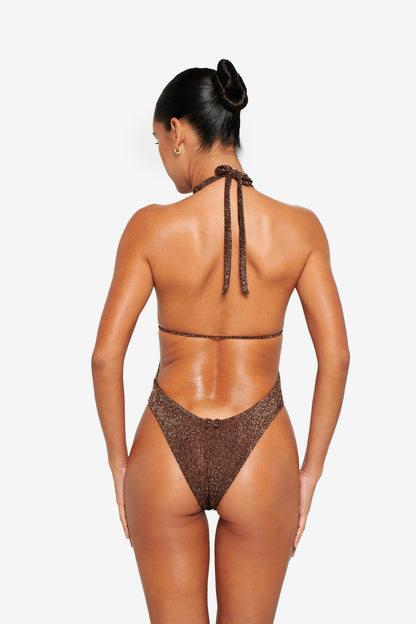 Solara Swimsuit - Brown Glitter