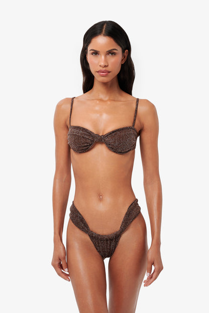 Azra Top - Brown Glitter