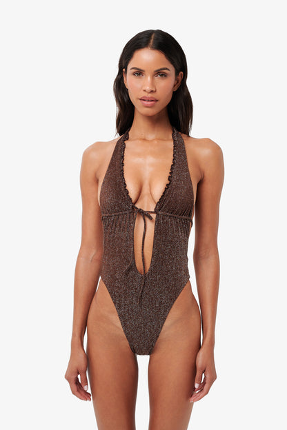Solara Swimsuit - Brown Glitter