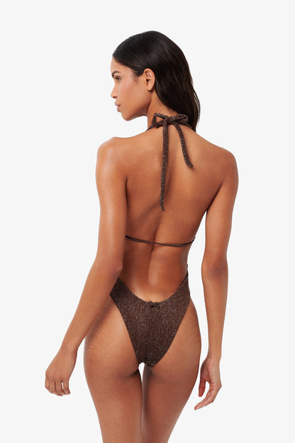 Solara Swimsuit - Brown Glitter