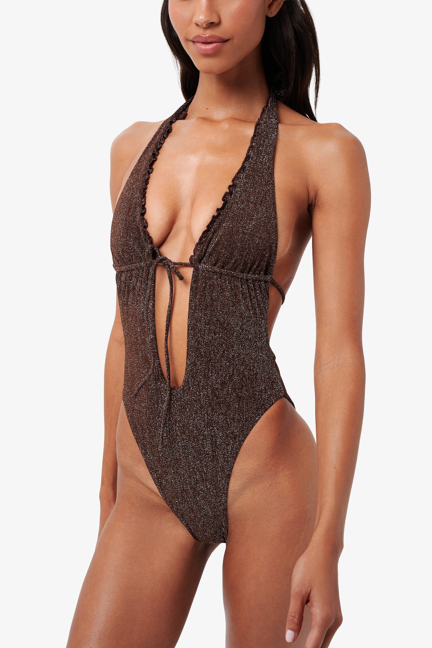 Solara Swimsuit - Brown Glitter