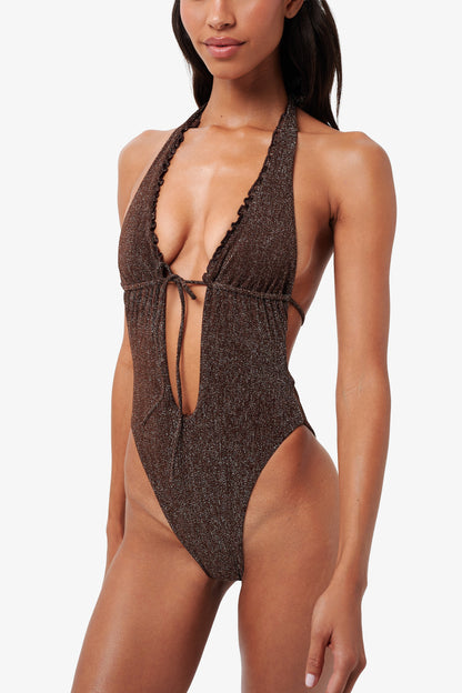 Solara Swimsuit - Brown Glitter